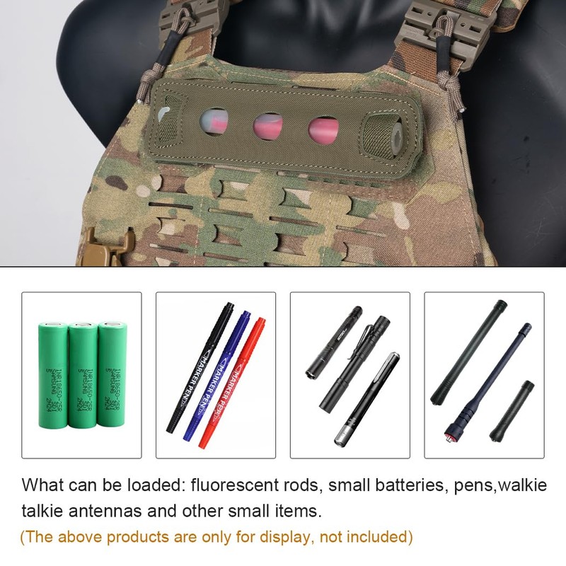 TOPTACPRO Tactical Glow Stick Pouch Chemlight Pen Holder Flashlight Battery