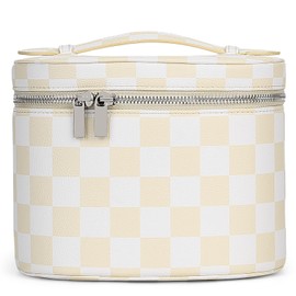 YFGBCX Checkered Makeup Bag Vanity Case with Divider Travel Toiletry Bag Women Cosmetic Bag Makeup Organizer Case