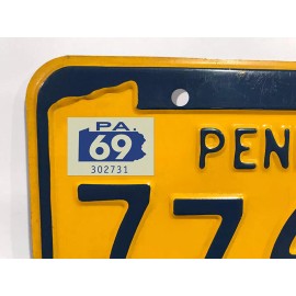 1969 Pennsylvania License Plate Registration Sticker, YOM, PA, Tag