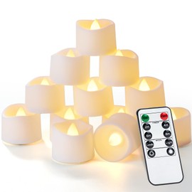 Homemory 12pcs Remote Candles, Timer Candles, 400+Hours Flickering Flameless Battery Operated LED Tea Lights Candles Votive Candles with Remote, for Tabletop Lighting, Table Centerpieces Decor