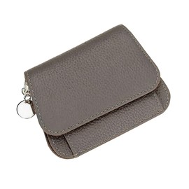 IDIDG Small Wallet for Women Genuine Leather Keychain Wallet RFID Blocking Card Case Slim Tri-Fold Wallet with Coin Pocket (Grey)