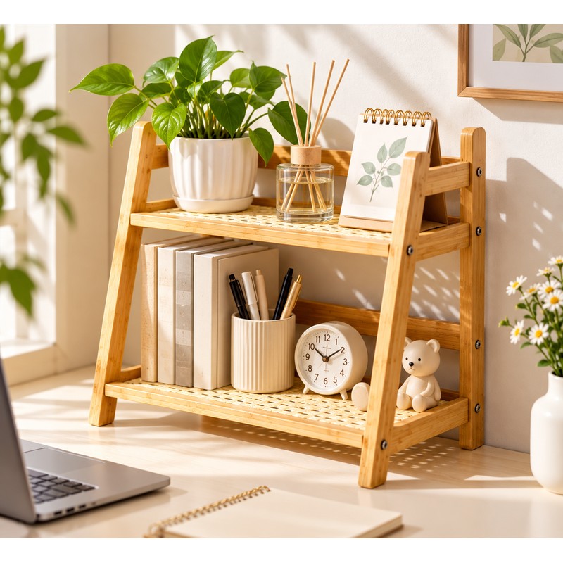 2-Tier Bamboo Countertop Organizer for Kitchen and Bathroom Storage –