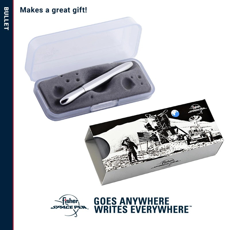 Fisher Chrome Bullet Pen Ballpoint Writes at Any Angle Under