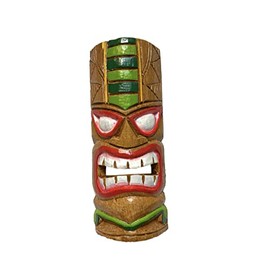 Tiki Mask Wall Hanging - Multicoloured - Hand Carved Albesia Wood Decoration Tiki Bar Hawaiian Garden Hand Painted
