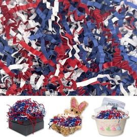 Red Blue White Crinkle Cut Paper Shred Filler, 2 LB Basket Filler Shredded Paper, Confetti Stuffing for Basket Filling, Independence Day, Fourth of July DIY Gift Wrapping, Stuffer Party Supplies
