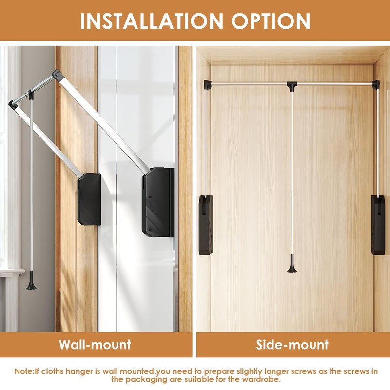 Pull Down Closet Rod,Pull Down Closet Rods for Hanging Clothes,