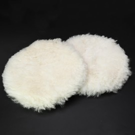 PHITUODA 8 Pcs Wool Polishing Pad 5 Inches Soft Sheepskin Buffing Pads with Hook and Loop Back for Compound Cutting & Polishing for Automotive, Marine, Furniture