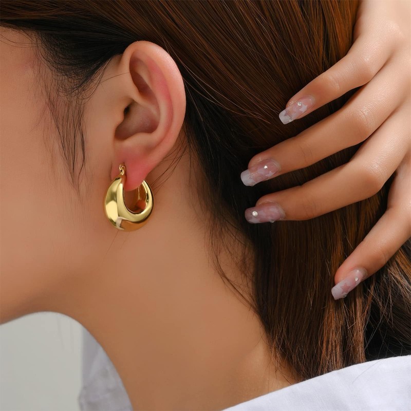 ALEXCRAFT Dick Creolen Gold Klein Goldener Ohrringe Damen Hypoallergen Chunky