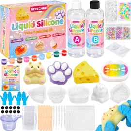 Taba Squishy Kit - 18OZ Rubber Kit with Guided, No Odor and Faster Fully Cures, FuFu Squishy Kit with Mold Flocking Powder Stress Relief Entertainment