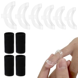 10Pcs Clear Oval Finger Splints & Sleeves Kit, 6 Graduated Trigger Finger Splint & 4 Finger Sleeves for Trigger/Mallet/Arthritis/Straightening, Finger Brace Support for Thumb/Middle/Ring/Index/Pinky(Size 4,5,6,7,8,9)