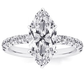 RURULUYA 2CT Marquise Cut Engagement Ring for Women,925 Sterling Silver 18K White Gold Plated Promise Ring,Simulated Diamond Ring (Size 4#)