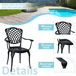 Withniture Outdoor Patio Chairs Set of 2, High Back Bistro Chairs Set of 2 with Armrests, Cast Aluminum Metal Patio Dining Chairs for Garden Deck Backyard, Vintage Green