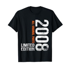 Vintage 2008 17th Birthday Gifts Boy Girl 17 Years Old T-Shirt