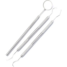 AAProTools Professinal Dental Hygiene Plaque Tartar Remover Scraper Kit Stainless Steel 3 Piece Pick/Scaler/Mirror