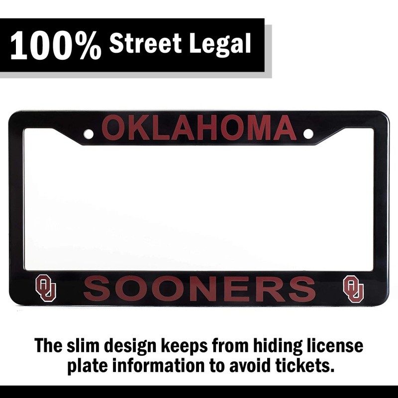 EliteAuto3K Oklahoma Sooners Black License Plate Frame Cover - EliteAuto3K