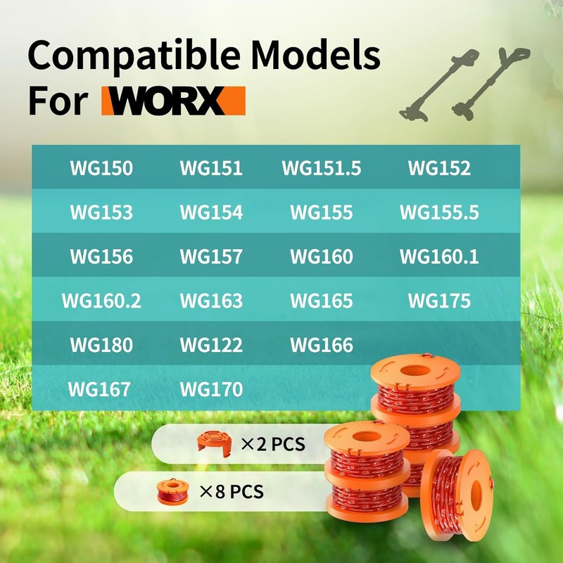 10 Pcs WA0010 Replacement Trimmer Line Spool Compatible with Worx,