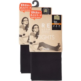 ATSUGI RELISH ORIGINAL Tights, 160 Denier Thermal Storage Mat, Plain Tights, Set of 2, Black