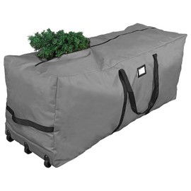 Primode Rolling Tree Storage Bag, Fits Up to 9 ft. Disassembled Holiday Tree, 28" Height X 16" Wide X 60" Long, Extra Large Heavy Duty Storage Container with Wheels and Handles (Gray)