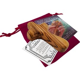 Logos Trading Post Holy Land Olive Wood Deluxe Holding Cross from Israel, Large, Wooden Comfort Cross Comes, with Prayer Meditation Booklet and Certificate of Authenticity, Packaged in Velvet