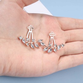 Yheakne Boho Kristall Blatt Ohr Jacken Ohrringe Gold Cz Kristall Ohrringe Strass Vorne Hinten Ohrstecker Ohrringe Minimalistische Ohrringe Schmuck für Frauen und Mädchen Geschenke (Gold)