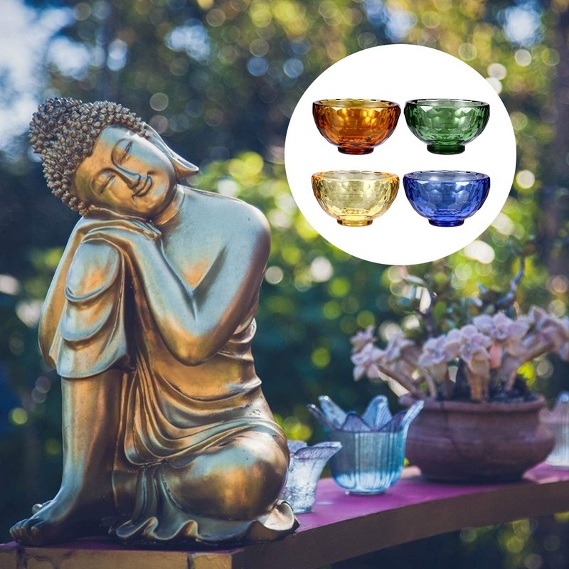 IMIKEYA 4pcs Buddhist Water Offering Bowl Crystal Holy Water Bowl