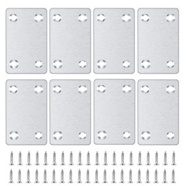 Luabue 10Pcs Mending Plates Brackets for Wood Flat Straight Brackets 60x38mm Stainless Steel Repair Fixing Plates for Table Chair Bed Cabinet Furniture Repair Connector with Screws and Holes