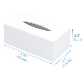 HIIMIEI Acrylic Tissue Box Cover White Tissue Holder Napkin Dispenser for Home Office Restaurant-White