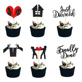 Arthsdite 24 topper per cupcake con scritta "Divorce Finally Done Just Divorced", decorazioni per torte a tema divorzio, addio al celibato, divorzio, forniture per feste