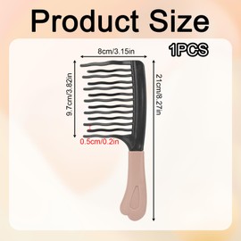 Wide Tooth Detangler Comb for Curly Hair, Upgraded Wide Tooth Detangling Brush Wavy Curls Comb with Ergonomic Handle for Women & Men Long Thick Frizzy Hair (Grey)