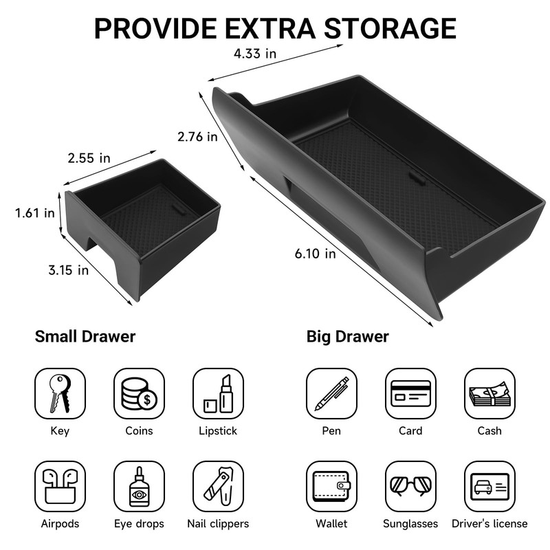 Hellet Center Console Organizer Storage Drawer Compatible with Toyota 2014-2020