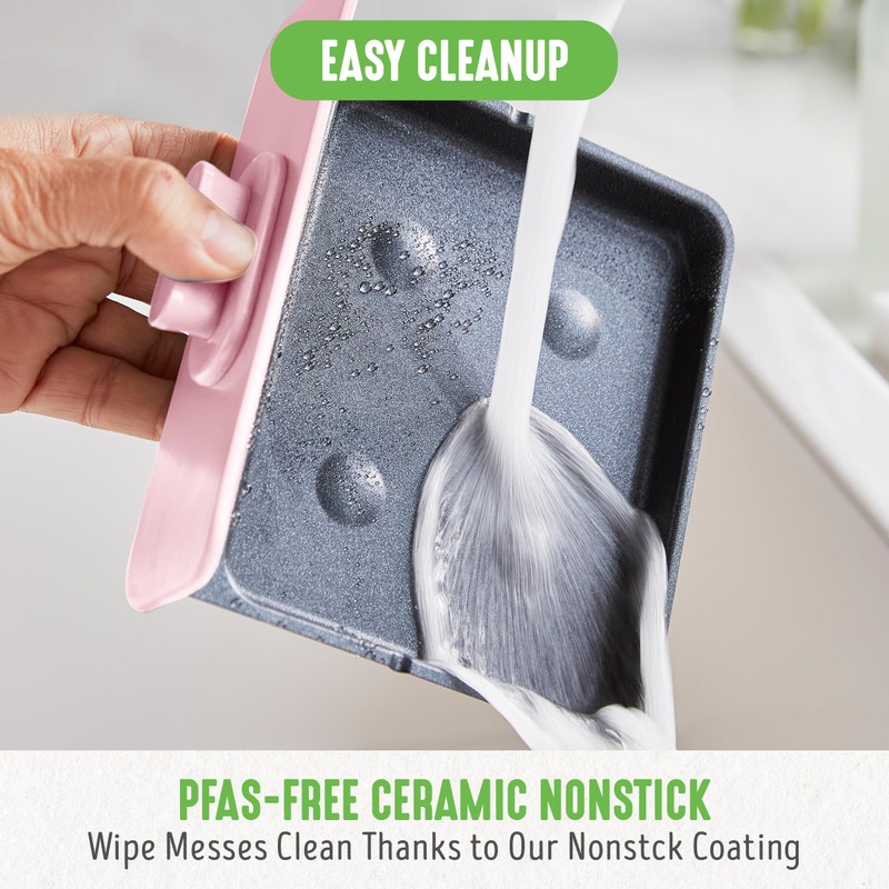 GreenLife 3-in-1 Breakfast Maker Station, Healthy Ceramic Nonstick Dual Griddles