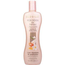 BioSilk for Dogs Silk Therapy Irresistible 2-in-1 Shampoo and Conditioner, Scented, Jasmine and Honey Scent, Paraben Free, Made in The USA, 12 Fl Ounces