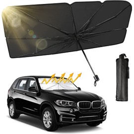 Parasol para Auto 140x78 cm Universal – Protector Solar para Parabrisas con Aislamiento Térmico, Bloqueo UV 99%, Cortina Plegable contra Calor y Sol para Coche, SUV, Camioneta (140X78CM)