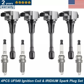 NEW 4x Ignition Coil & 4x DOUBLE IRIDIUM Spark Plug Set for Nissan Altima Sentra USA