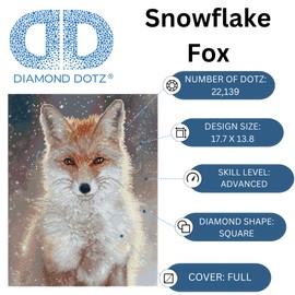 DIAMOND DOTZ ® - Snowflake Fox, Full Drill, Square Dotz, Diamond Painting Kits, Diamond Art Kits for Adults, Fox Diamond Art, Diamond Art Fox, Kits, 18"x14"