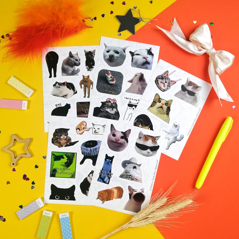 Pack of 100 Cat Meme Stickers, Cat Stickers, Cat Merch,