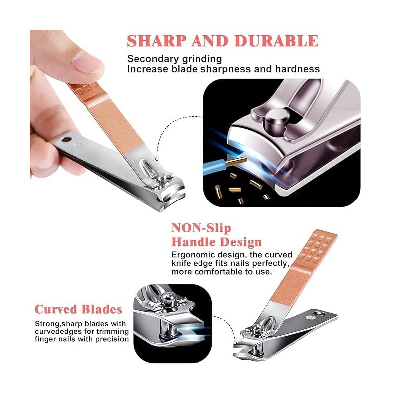 SAMSIDD Manicure Set, Pedicure Kit, Nail Clippers, Professional Grooming Kit,
