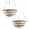 Fyne-Finds Set of 2 Natural Grey Cream Wicker Hanging Deco