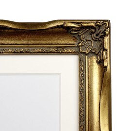 Tacomany Vintage Gold Ornate Baroque Carved Wood Picture Frame with Mat (5x7, Gold)