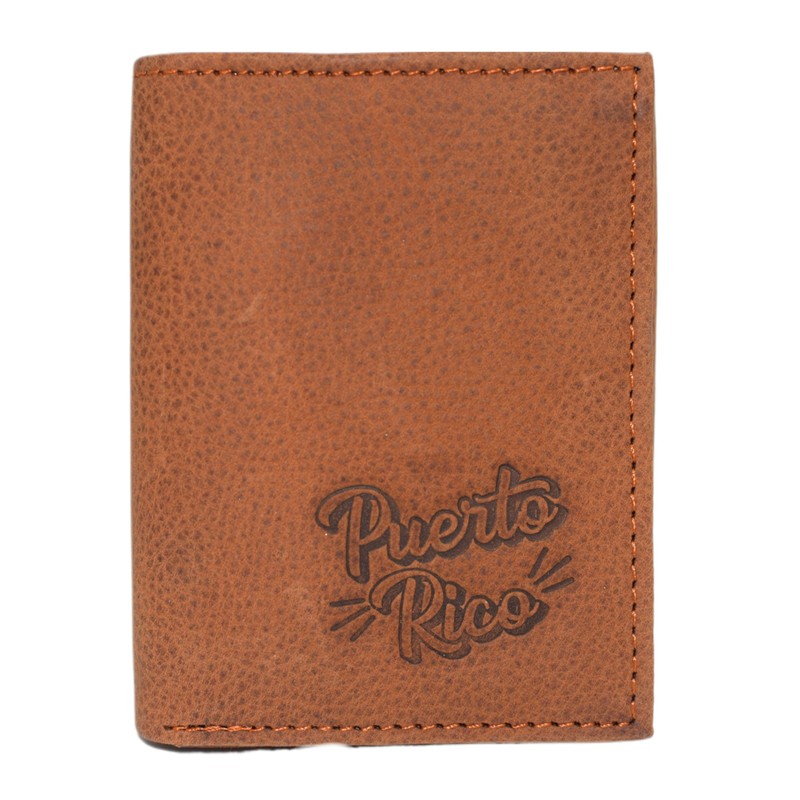 MARSHAL Puerto Rico Genuine Leather RFID Blocking Bifold Trifold Boricua