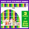 3 Pack 10 Feet Gold Green Purple Tinsel Foil Fringe