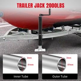 ROAD DAWG A-Frame Trailer Jack, 2,000 LBs Capacity, 14 Inches Vertical Travel, Top-Wind Handle Trailer Tongue Jack with Foot Plate, for Camper, RV，ATR39004MB
