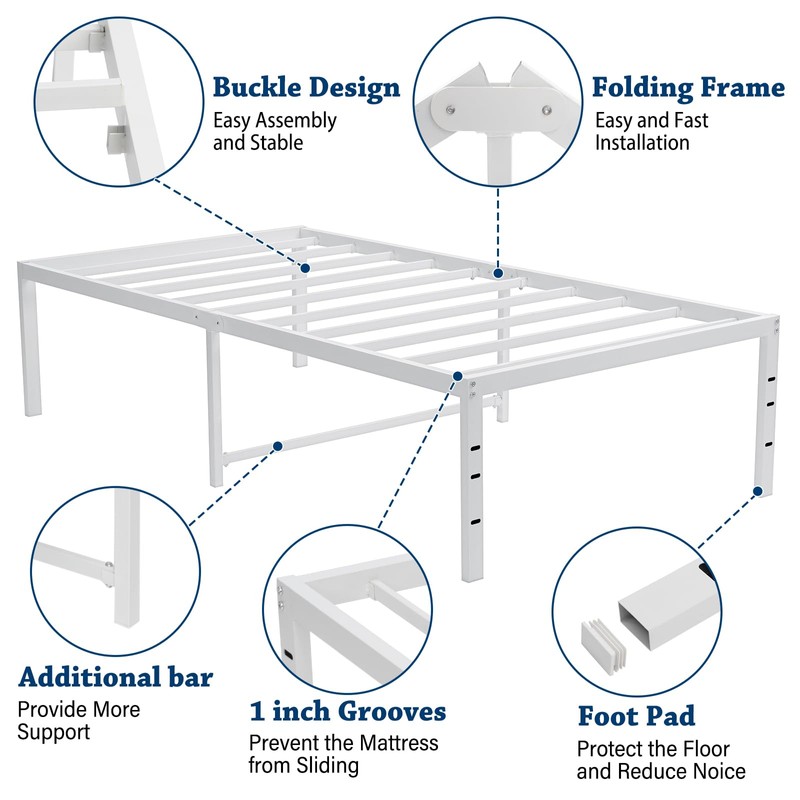LUSIMO Twin XL Bed Frame with Storage Heavy Duty 18