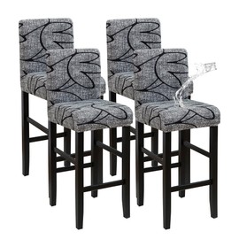 FORCHEER Waterproof Bar Stool Chair Cover with Backs Set of 4 Floral Stretch Dining Barstool Slipcovers for Short Back Counter Stool Chairs Removable Washable