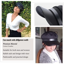Black Men and Women Chauffeur Hat Driver Hat Costume Hats Captain Sailor Hat Classic Vintage Newsboy Cap Peaked Beret Cap