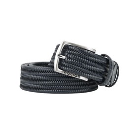 Police Men's Braided Elastic Belt Genuine Leather Comfortable and Shortenable 3.5cm High, Dark Blue 07, 125 (Taglia 52-56), Dark Blue 07, 125 (Taglia 52-56)