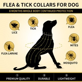 Lerqua Flea Collar for Dogs 4 Pack, 32 Months Comfort Flea and Tick Prevention, Waterproof Dog Flea and Tick Collar, Adjustable Flea and Tick Treatment for Dogs - One Sizes Fit All (Black)
