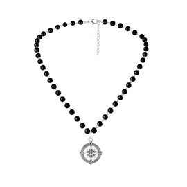 Eigso Womens Gothic Compass Chain Y Necklace Choker for Women Men Vintage Fashion Party Y2K Beads Collar Necklace for Woman Man