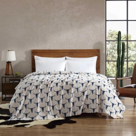 Wrangler - Blanket, Super Soft Plush Bedding, Yellowstone Inspired Throw Blanket for Couch or Bed (Plains Creek Blue, 50" x 70")