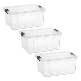 Superio Clear Storage Boxes with Lids, 2 Quart Plastic Container Bins for Organizing, Stackable Crates, BPA Free, Non Toxic, Odor Free, Organizers for Home, Office and Dorm, 3 Pack